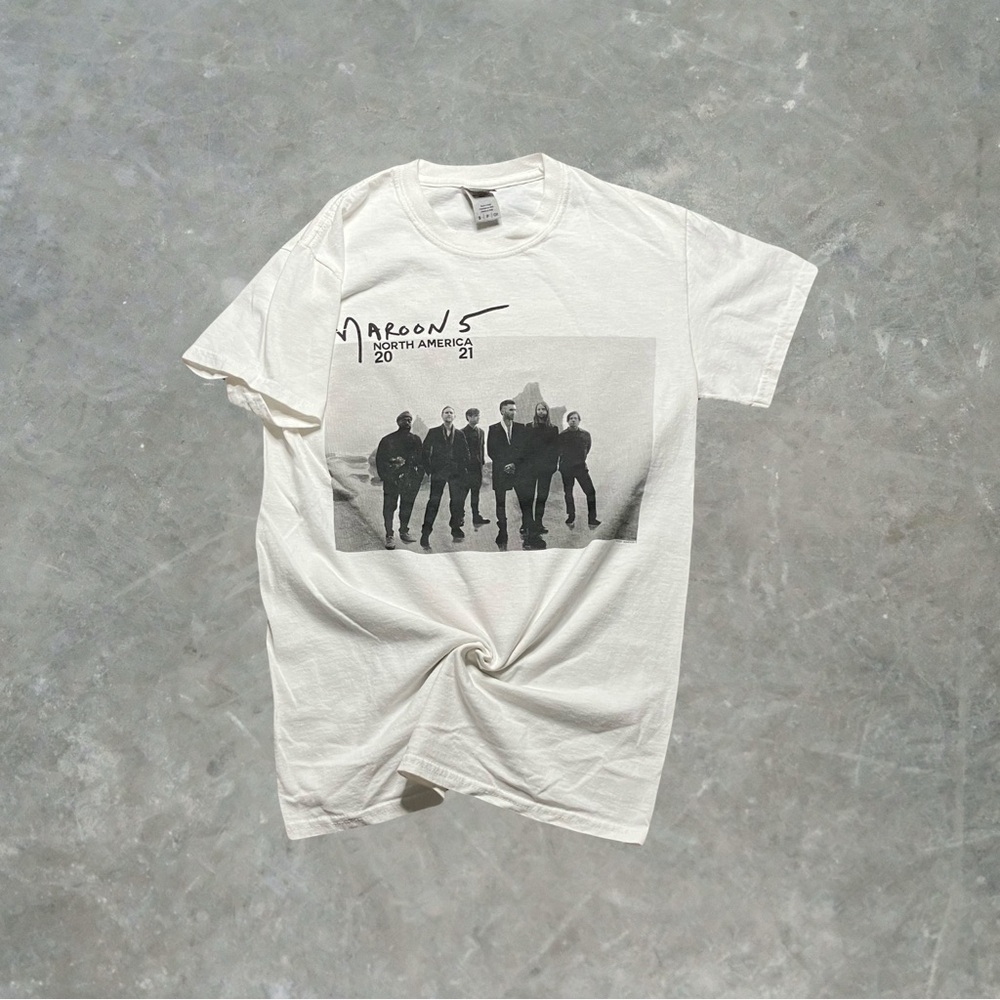 ☀️ Maroon 5 North American 2021 Tour Band Tee Mens Size Small White Double Sided